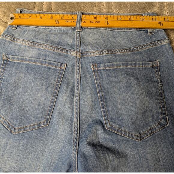 Express Bell Flare High Rise Jeans WOMENS 4R Stretch Denim 32 Inseam Bohemian - Picture 5 of 8